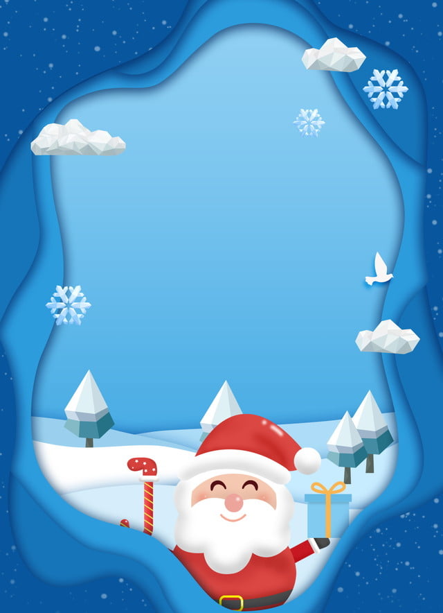Blue cartoon winter christmas santa claus background phone wallpaper
