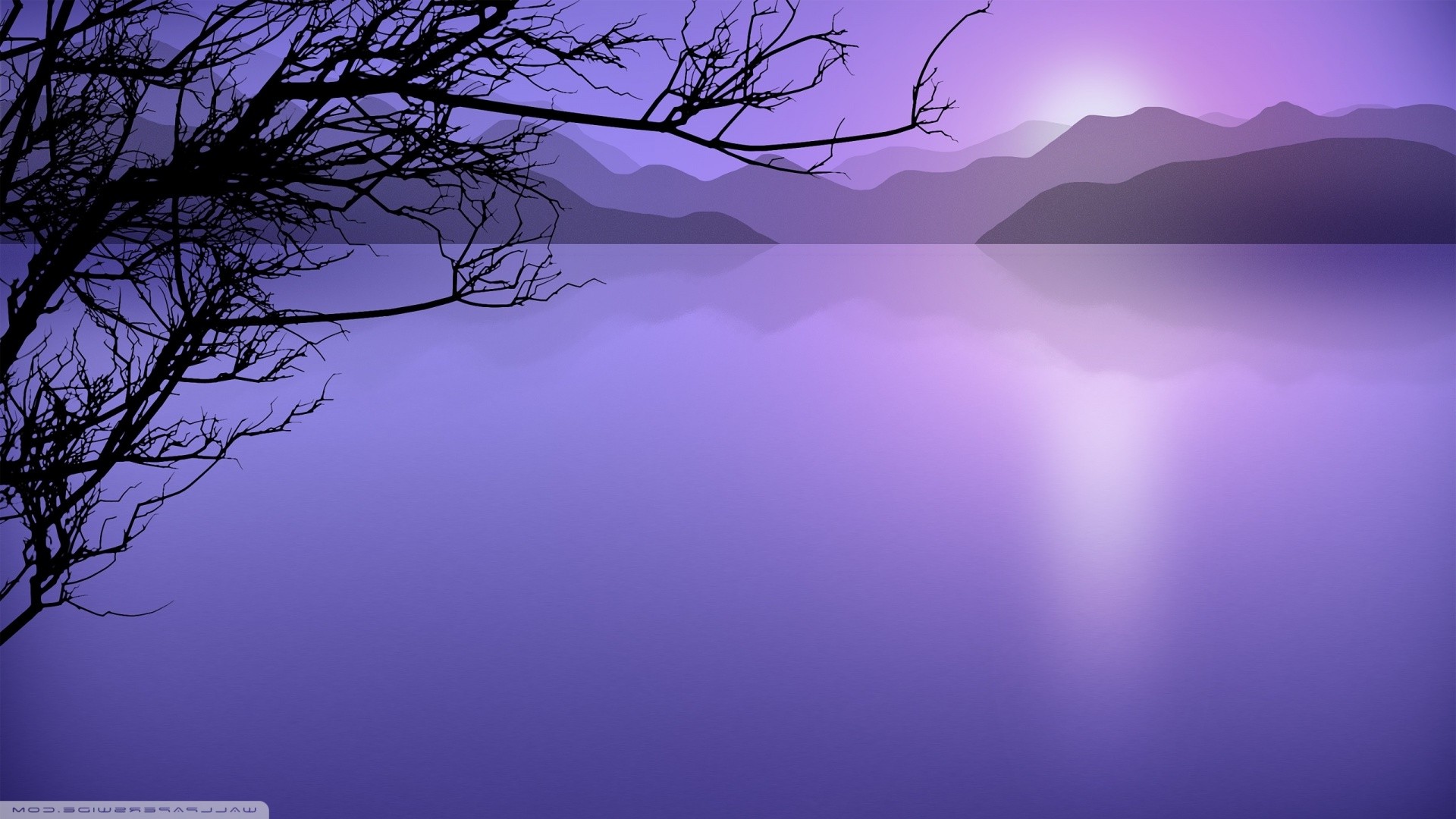 purple lake drawing simple background 