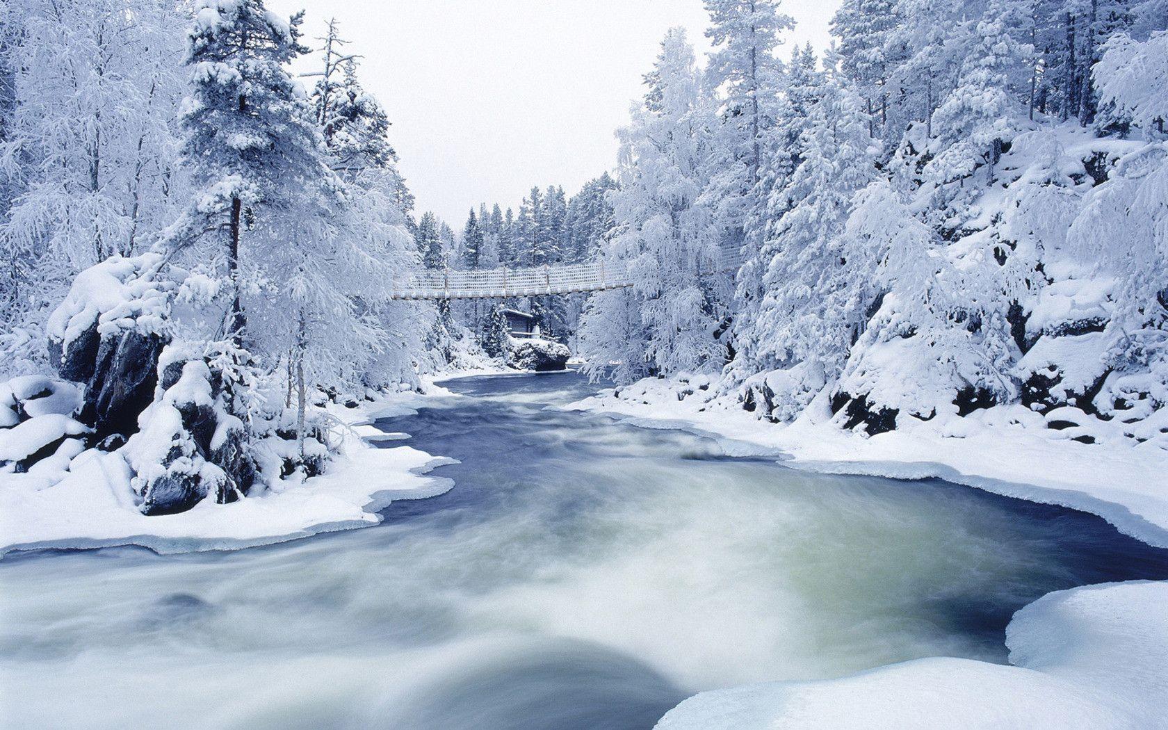 lake, bridge, cold, winter snow background wallpaper picture