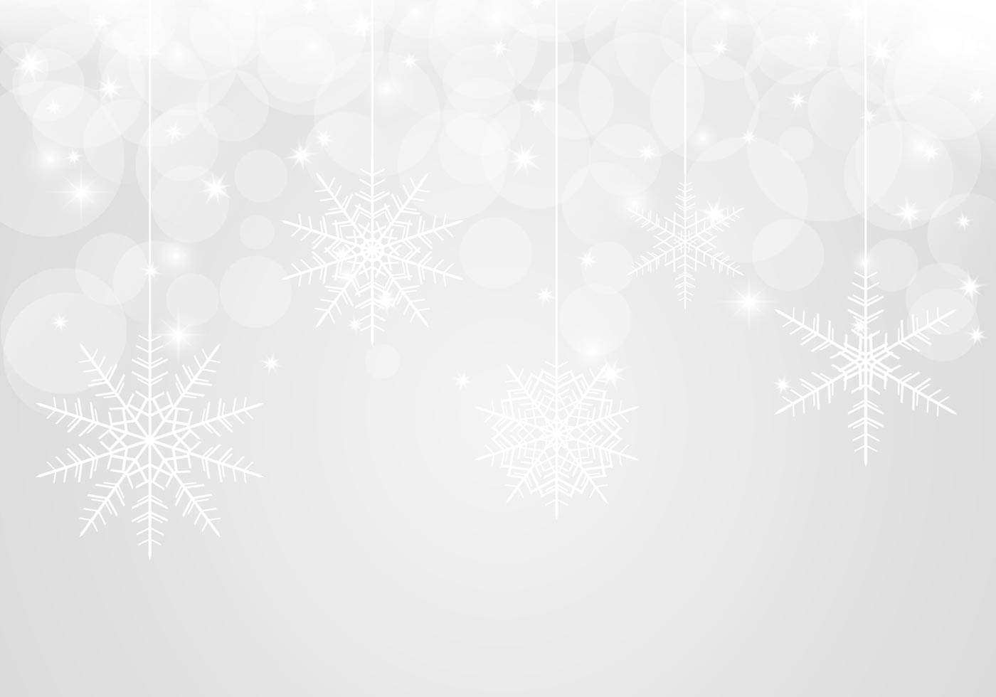 stylish white bokeh snowflake ppt slide download 