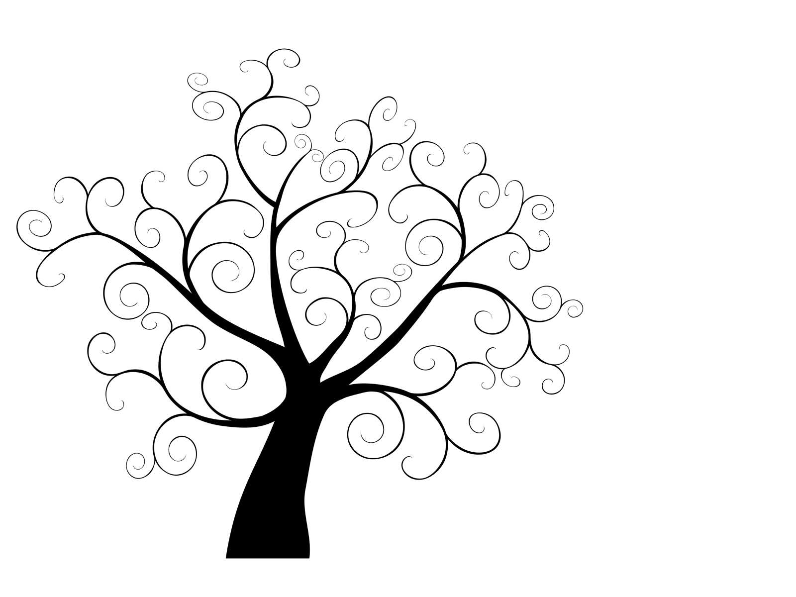 black swirly tree presentation