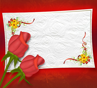 note, Rose decorated wedding frame wallpaper photos 
