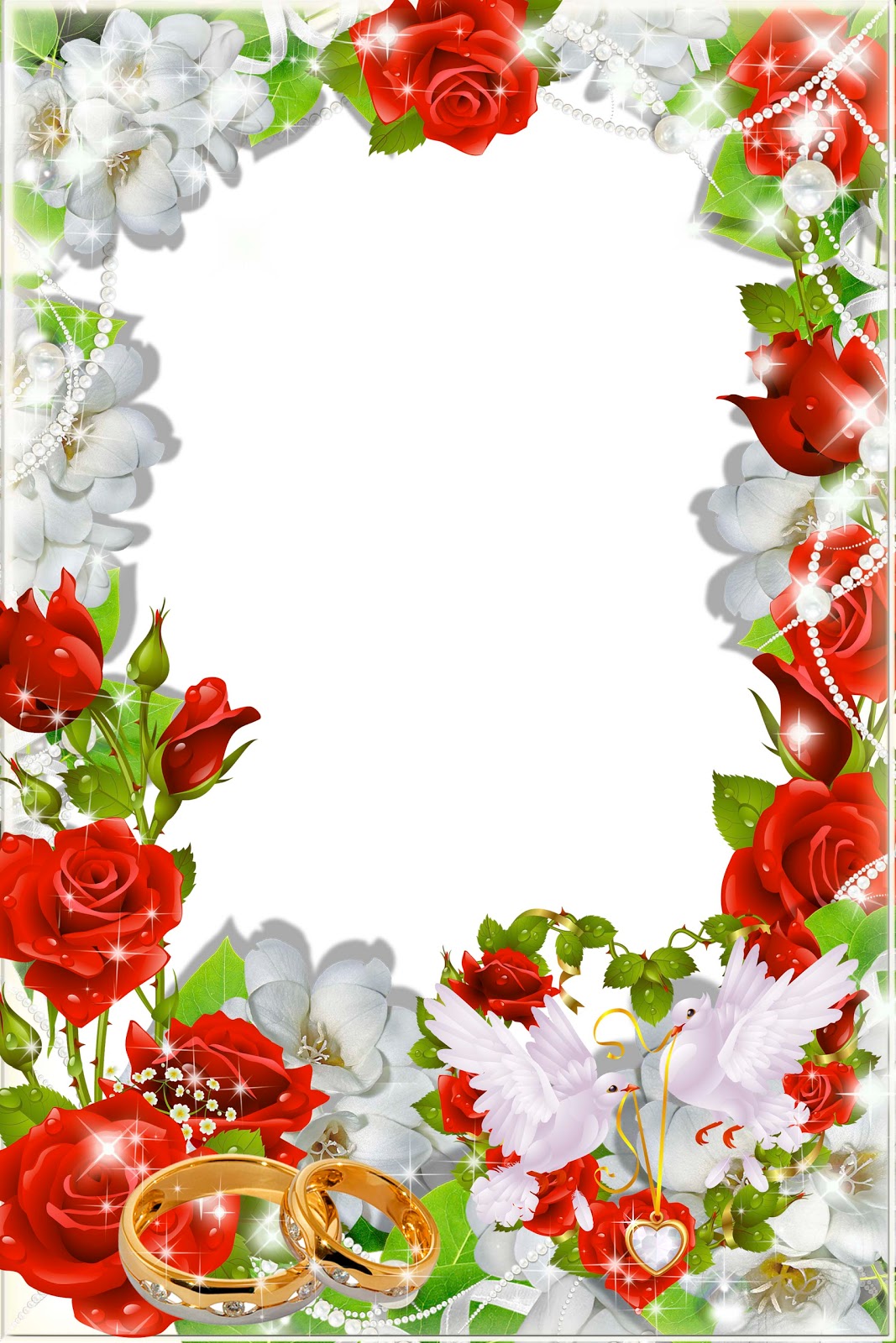 Wedding frame wallpapers pictures hd download with red flowers on white