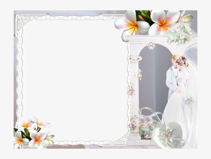 White floral wedding frame powerpoint slide templates 